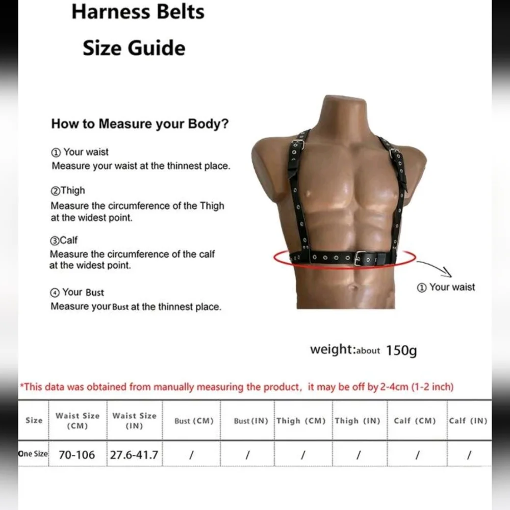 TRENDY  - Men's Black Adjustable Suspender Harness Belt